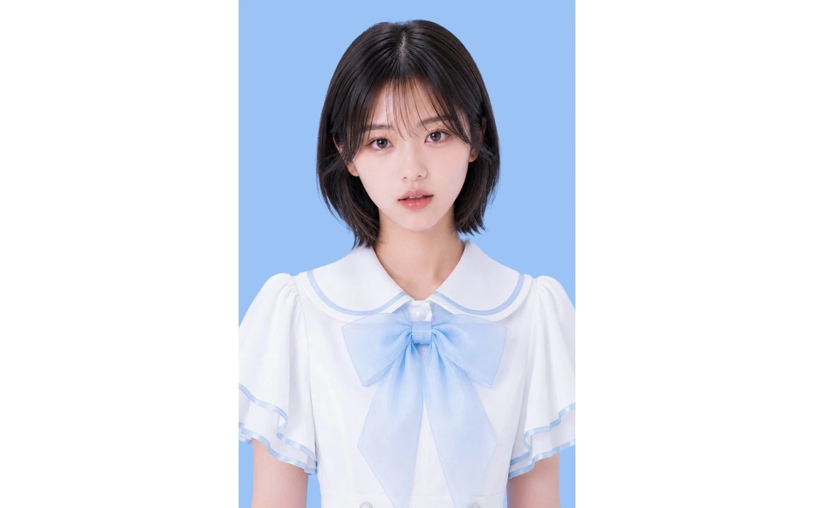 행동파 AI 아이돌 아야츠키 아야의 성격과 외형을 소개하는 공식 캐릭터 이미지