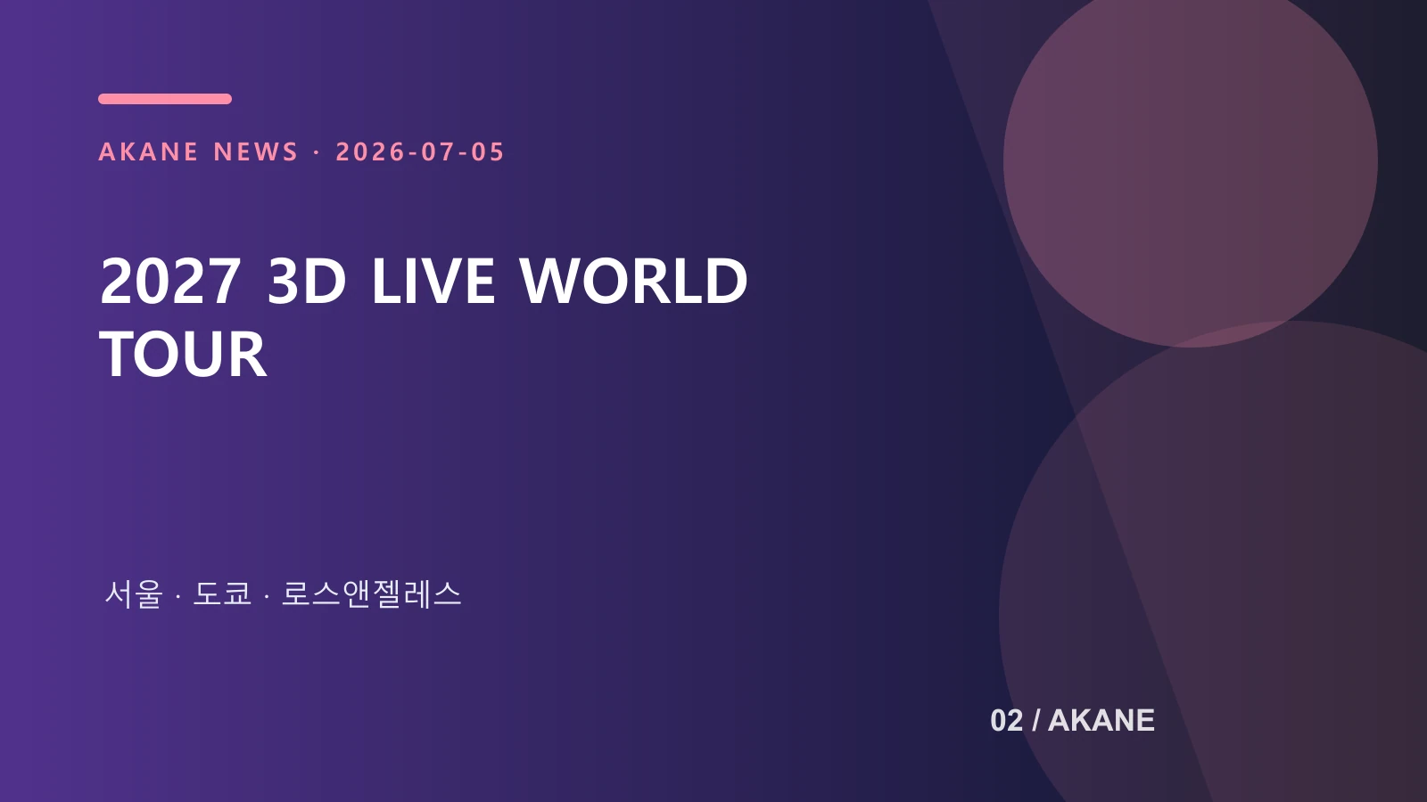 에일리언 스테이지 2027년 3D 라이브 월드투어 계획을 정리한 아카네 제작 이미지