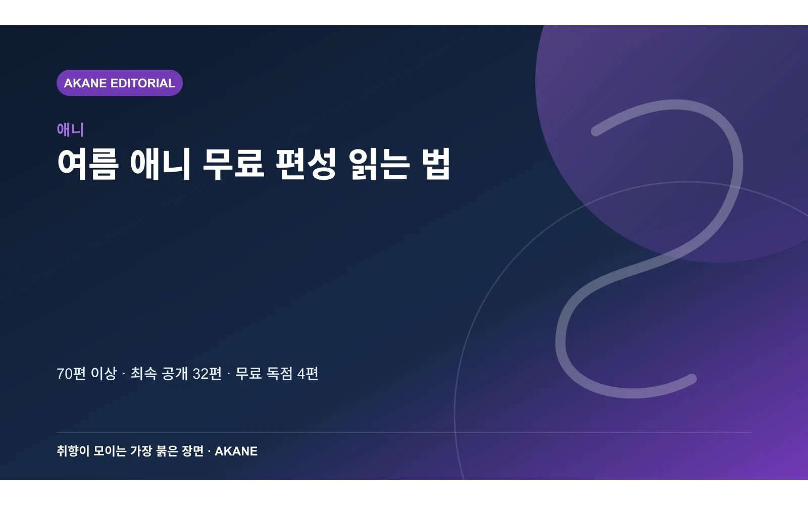 무료·최속·독점이라는 서로 다른 시청 조건을 구분한 아카네 편집 정보 카드