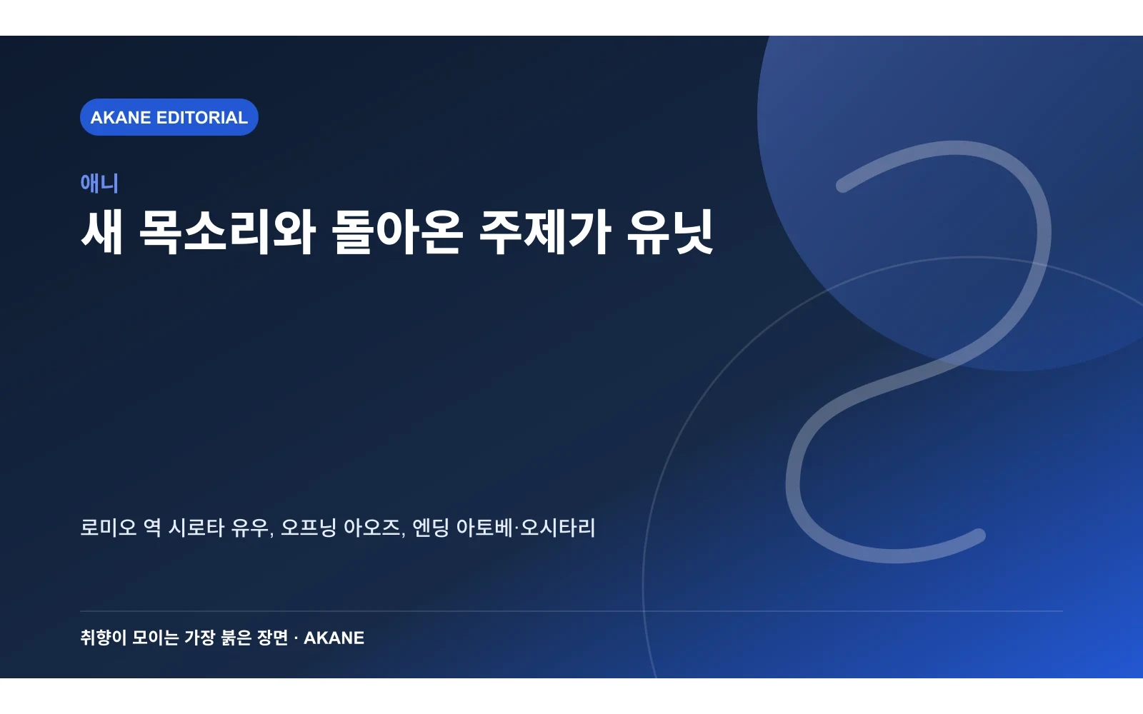 새 캐스트와 오프닝·엔딩 담당 유닛 정보를 정리한 아카네 편집 이미지