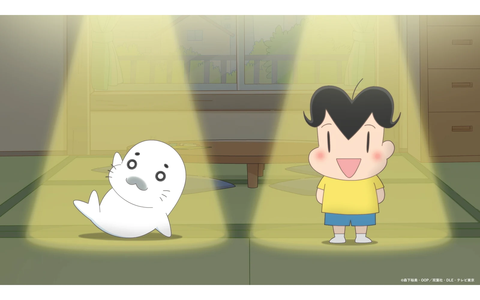 아시베와 고마짱이 등장하는 여름방학 특집 공식 장면 이미지