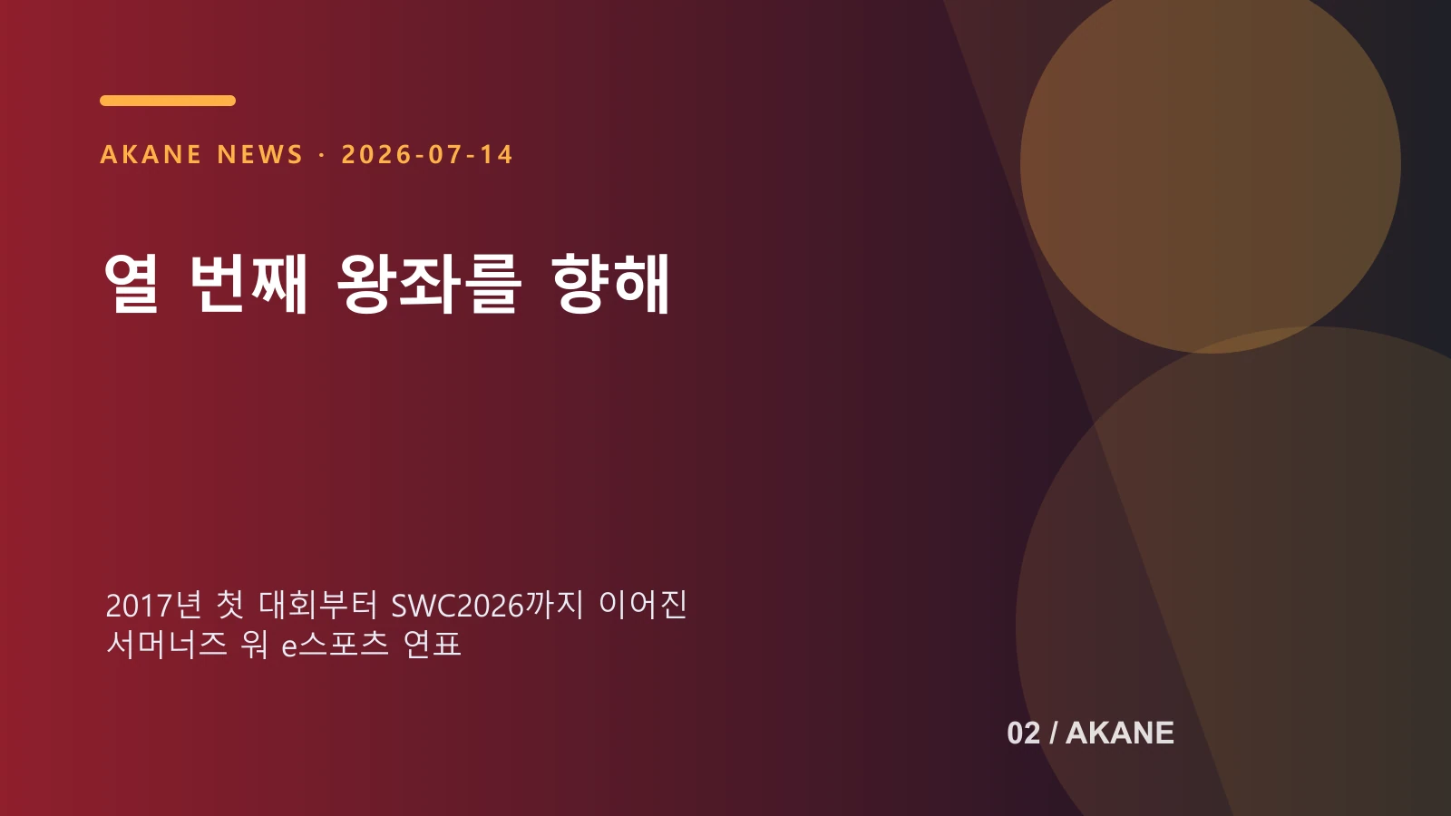서머너즈 워 월드 아레나 챔피언십의 10시즌 흐름을 정리한 아카네 이미지