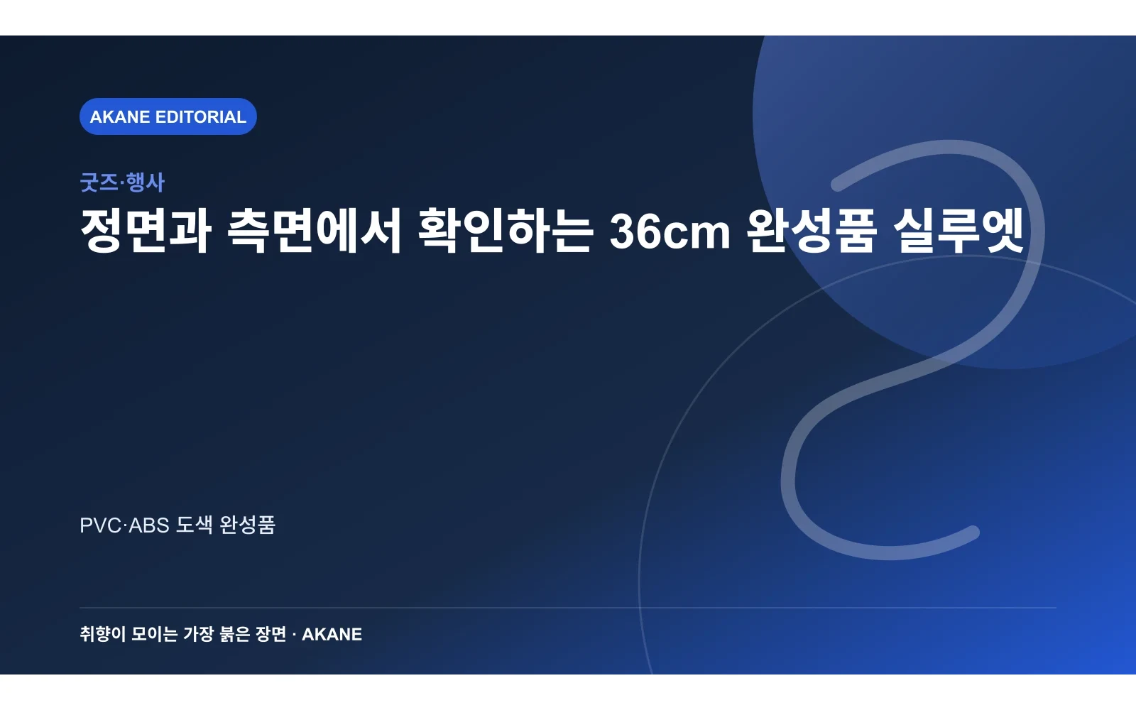 정면과 측면에서 확인하는 36cm 완성품 실루엣. PVC·ABS 도색 완성품의 핵심 정보를 시각화한 아카네 편집 이미지